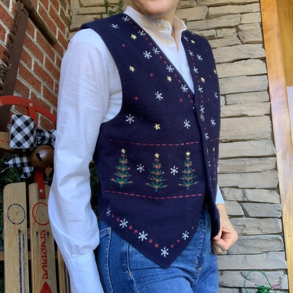 Karen Scott Vintage Christmas Vest size PS - Picture 3 of 8